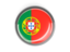 Portugal. Metal framed round button. Download icon.