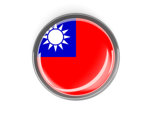 Metal framed round button. Download flag icon of Taiwan at PNG format