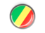 Republic of the Congo. Metal framed round button. Download icon.