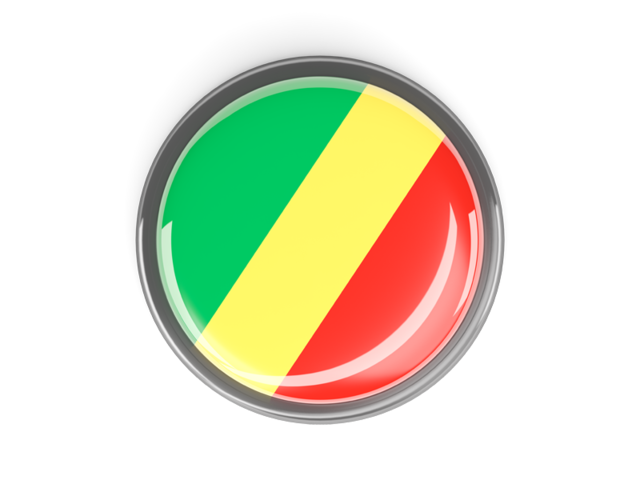 Круглая кнопка с металлической рамкой. Скачать флаг. Республика Конго