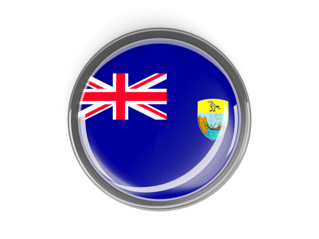 Metal framed round button. Download flag icon of Saint Helena at PNG format