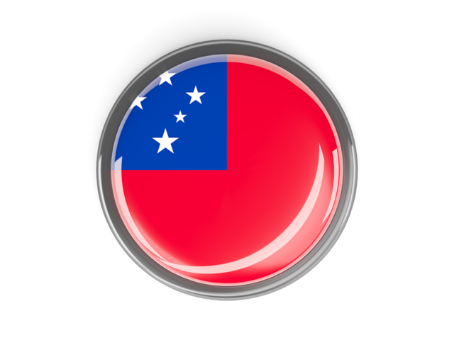 Metal framed round button. Download flag icon of Samoa at PNG format