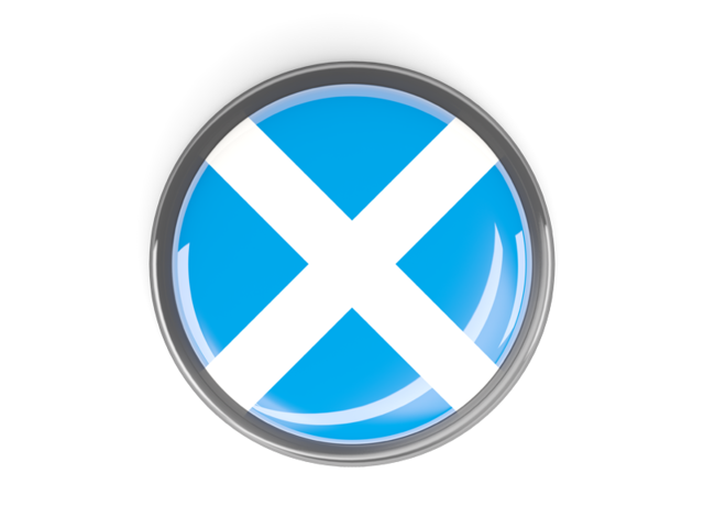 Metal framed round button. Download flag icon of Scotland at PNG format