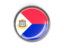 Sint Maarten. Metal framed round button. Download icon.