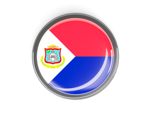 Metal framed round button. Download flag icon of Sint Maarten at PNG format