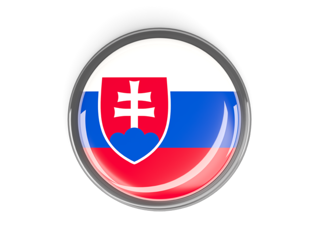 Metal framed round button. Download flag icon of Slovakia at PNG format