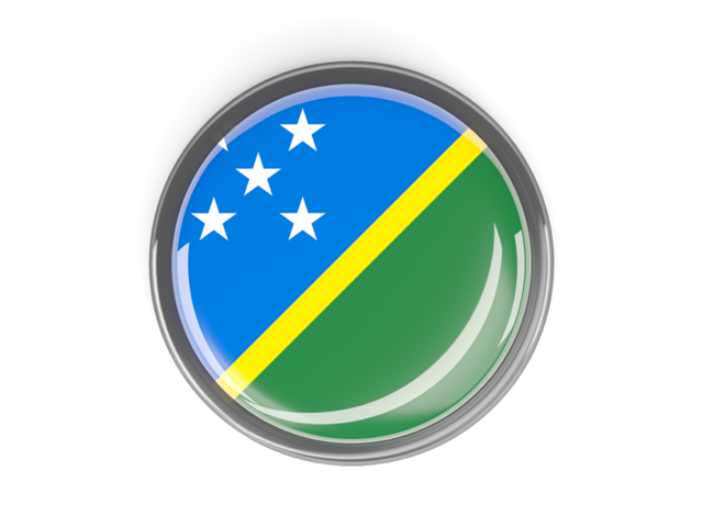 Metal framed round button. Download flag icon of Solomon Islands at PNG format