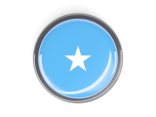 Metal framed round button. Download flag icon of Somalia at PNG format