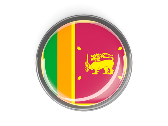 Metal framed round button. Download flag icon of Sri Lanka at PNG format