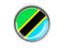 Tanzania. Metal framed round button. Download icon.