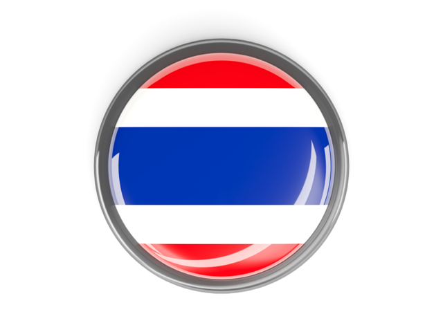 Metal framed round button. Download flag icon of Thailand at PNG format