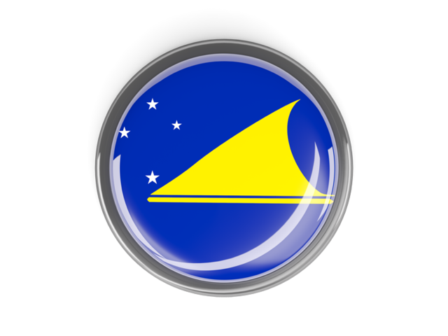 Metal framed round button. Download flag icon of Tokelau at PNG format