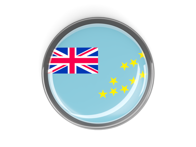Metal framed round button. Download flag icon of Tuvalu at PNG format