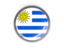 Uruguay. Metal framed round button. Download icon.