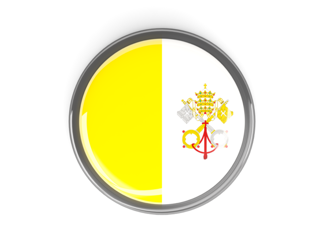 Metal framed round button. Download flag icon of Vatican City at PNG format