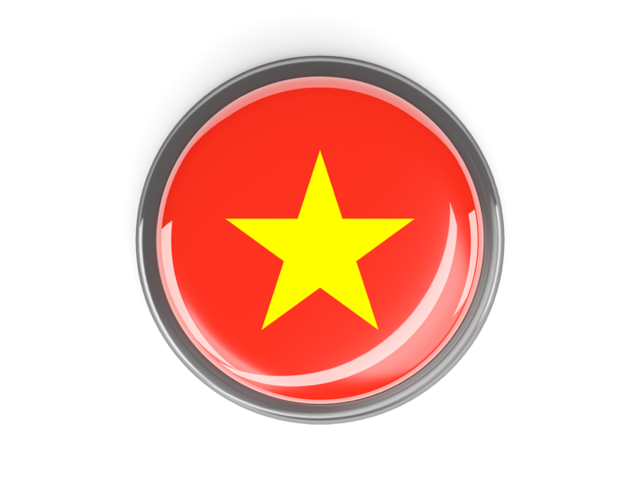 Metal framed round button. Download flag icon of Vietnam at PNG format