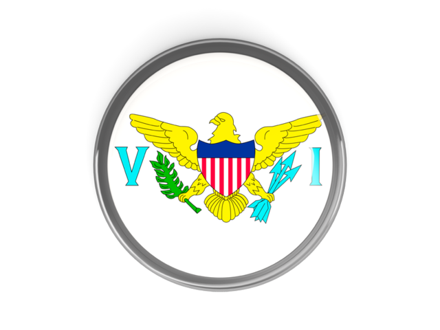 Metal framed round button. Download flag icon of Virgin Islands of the United States at PNG format