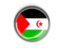 Western Sahara. Metal framed round button. Download icon.