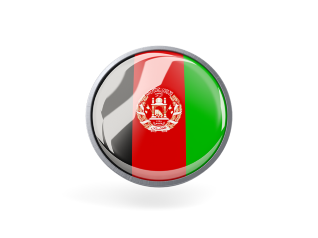 Metal framed round icon. Download flag icon of Afghanistan at PNG format