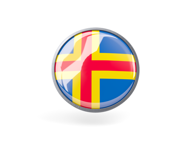 Metal framed round icon. Download flag icon of Aland Islands at PNG format