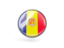 Andorra. Metal framed round icon. Download icon.