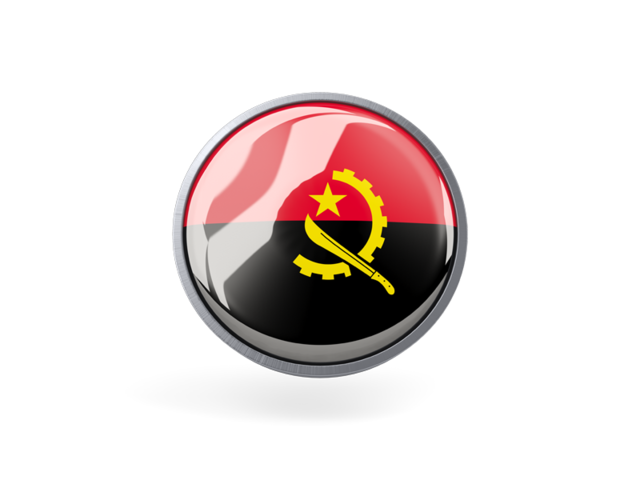 Metal framed round icon. Download flag icon of Angola at PNG format