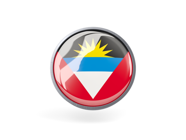 Metal framed round icon. Download flag icon of Antigua and Barbuda at PNG format