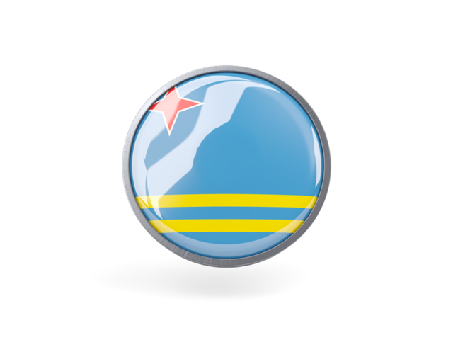 Metal framed round icon. Download flag icon of Aruba at PNG format