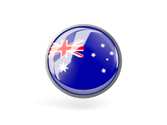 Круглая иконка с металлической рамкой. Скачать флаг. Австралийский Союз