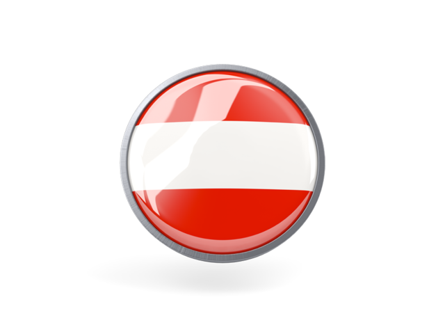 Metal framed round icon. Download flag icon of Austria at PNG format