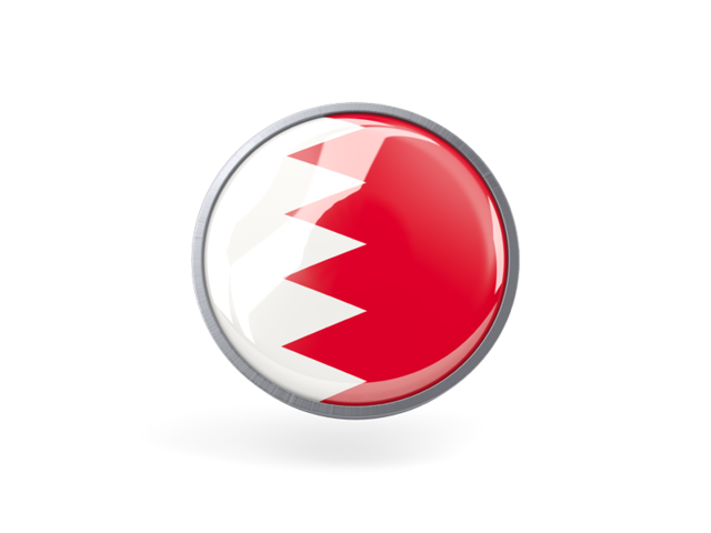 Круглая иконка с металлической рамкой. Скачать флаг. Бахрейн