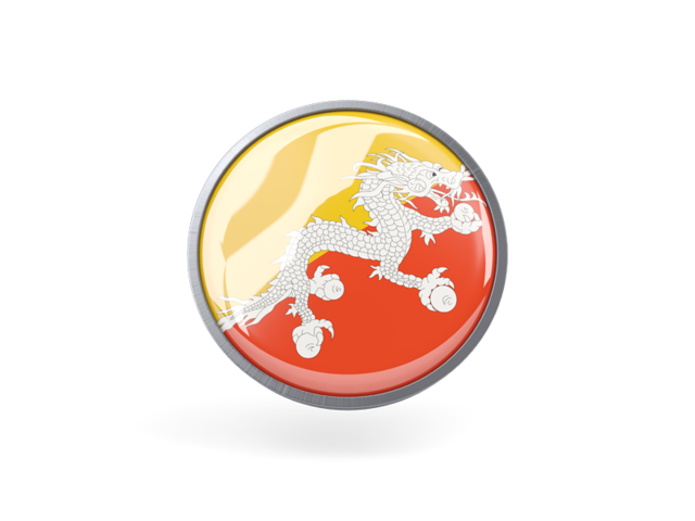 Metal framed round icon. Download flag icon of Bhutan at PNG format