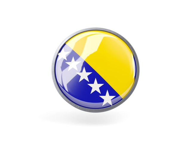 Metal framed round icon. Download flag icon of Bosnia and Herzegovina at PNG format