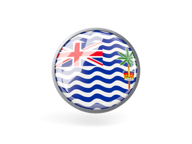Круглая иконка с металлической рамкой. Скачать флаг. Британская территория в Индийском океане
