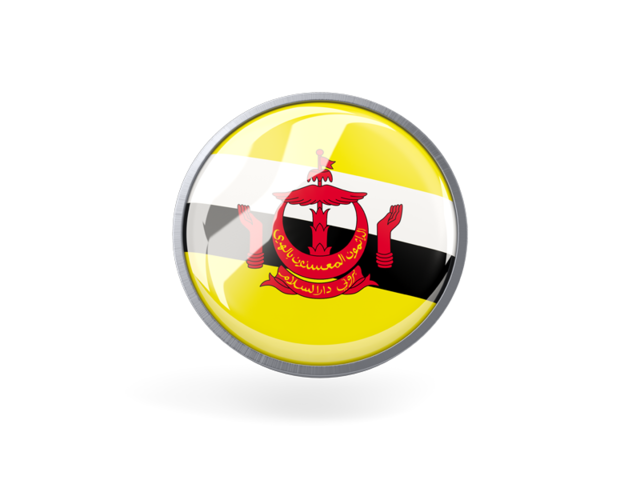 Metal framed round icon. Download flag icon of Brunei at PNG format