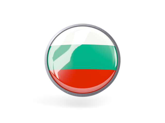 Metal framed round icon. Download flag icon of Bulgaria at PNG format