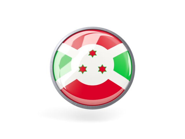 Metal framed round icon. Download flag icon of Burundi at PNG format