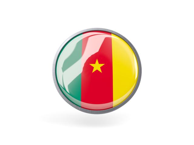 Metal framed round icon. Download flag icon of Cameroon at PNG format