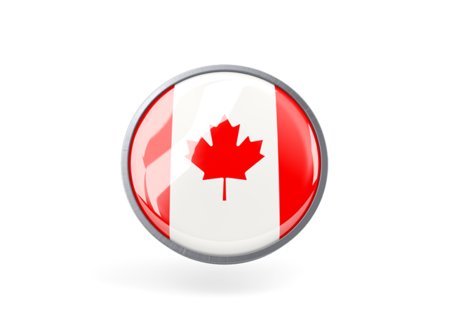 Круглая иконка с металлической рамкой. Скачать флаг. Канада