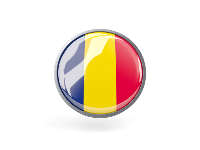 Metal framed round icon. Download flag icon of Chad at PNG format