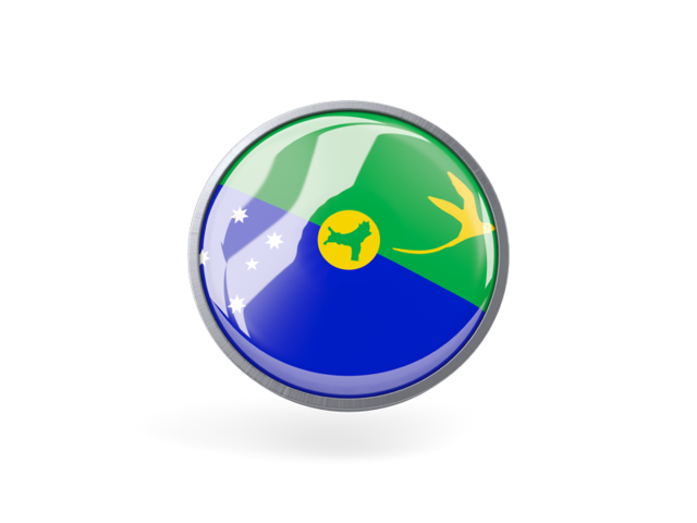 Metal framed round icon. Download flag icon of Christmas Island at PNG format