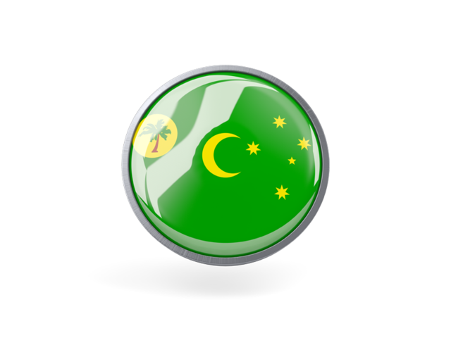 Metal framed round icon. Download flag icon of Cocos Islands at PNG format