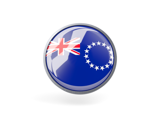 Metal framed round icon. Download flag icon of Cook Islands at PNG format