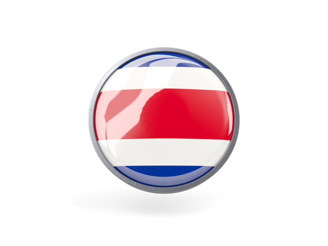 Круглая иконка с металлической рамкой. Скачать флаг. Коста-Рика
