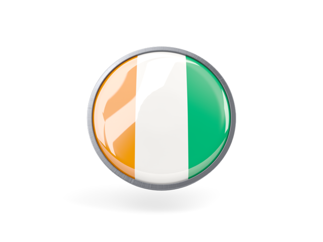 Metal framed round icon. Download flag icon of Cote d'Ivoire at PNG format