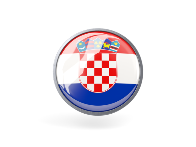 Круглая иконка с металлической рамкой. Скачать флаг. Хорватия