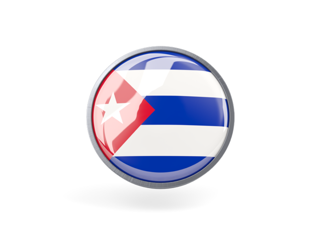 Metal framed round icon. Download flag icon of Cuba at PNG format