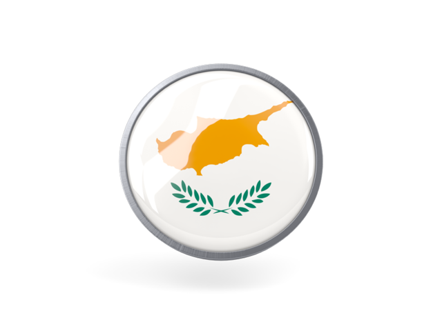 Круглая иконка с металлической рамкой. Скачать флаг. Кипр