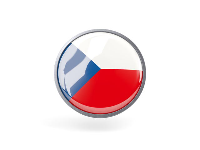 Metal framed round icon. Download flag icon of Czech Republic at PNG format