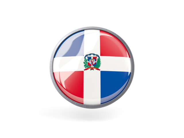 Metal framed round icon. Download flag icon of Dominican Republic at PNG format